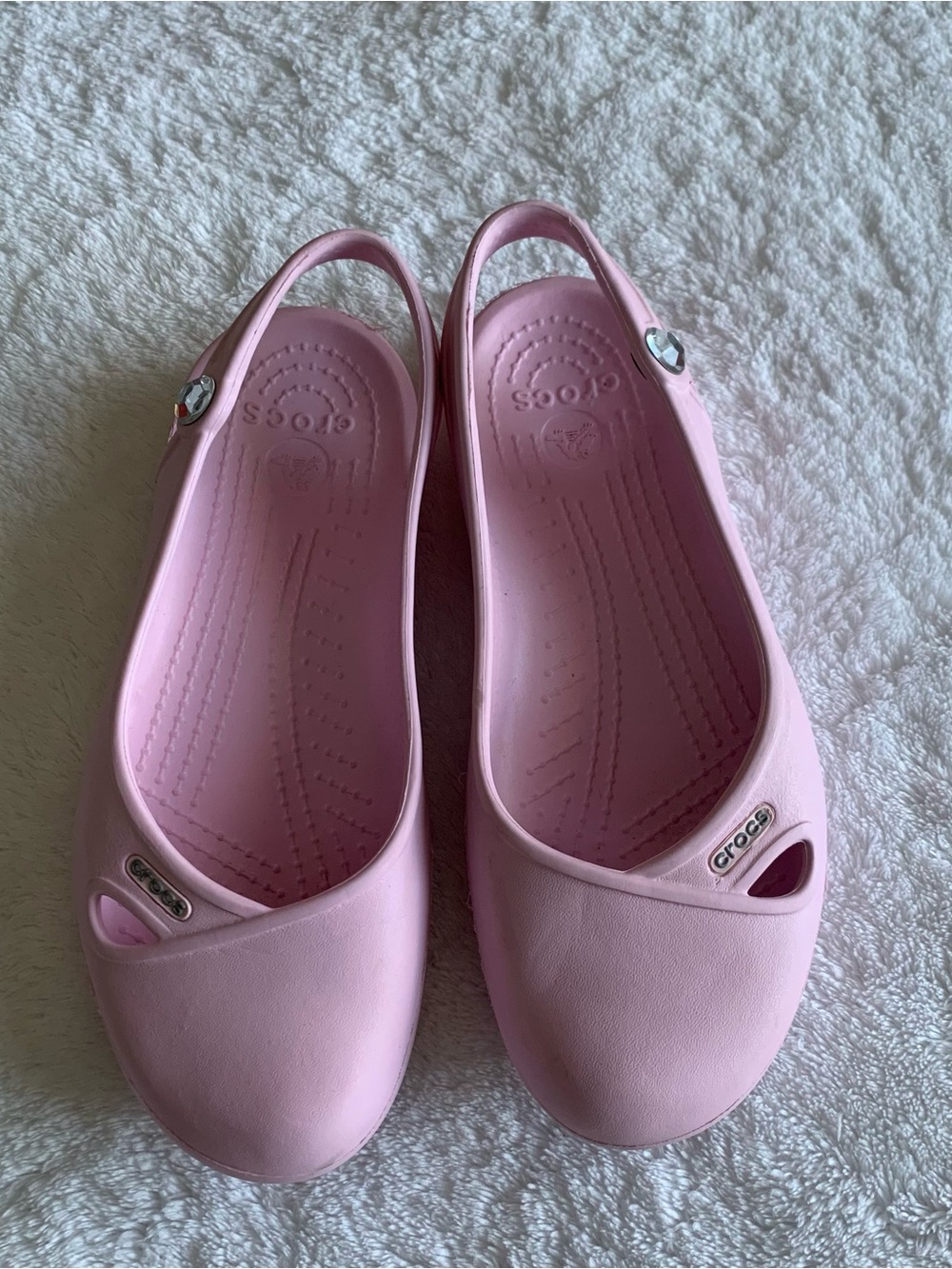 Crocs Olivia Slingback Ballet Flats Pink Cutout Shoes Women's Size 5
